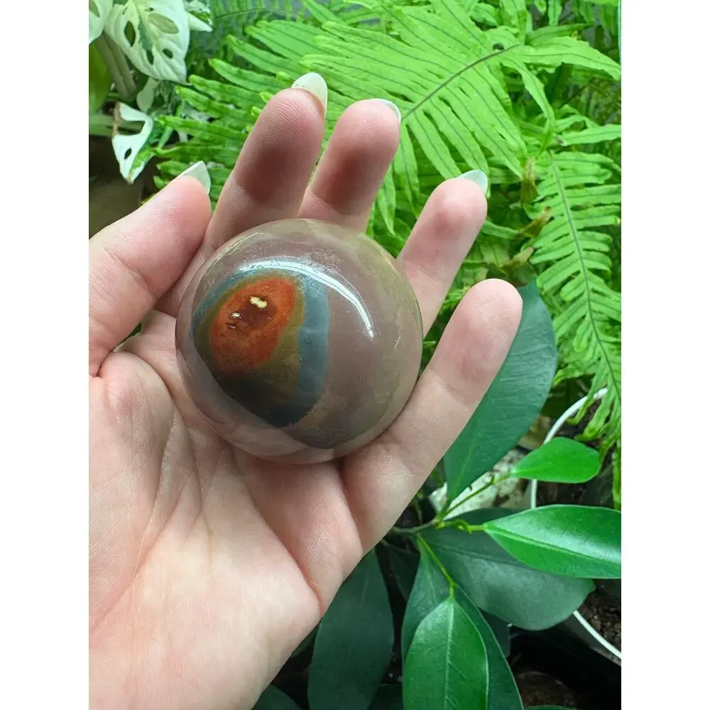 Polychrome Jasper Sphere – Earthy Red & Grey Orb - Picture 6 of 10